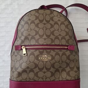 Coach Brown and Pink Signature Backpack